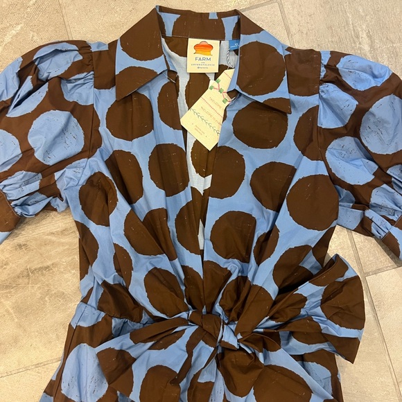 Anthropologie Farm Rio Short Sleeve Bow Front Mini Dress - Picture 2 of 5